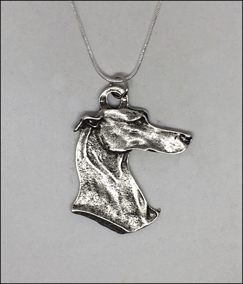 Greyhound Head Metal Charm Necklace image 1