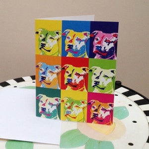 10 Blue Nose Pit Bull Pop Art Note Cards with Envelopes
