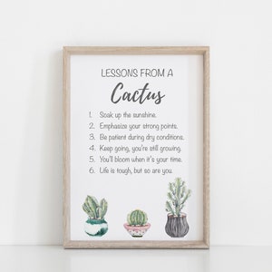 Wall Art Decor, Cactus Plant Print, Motivational Print Wall Decor, Cactus Home Decor