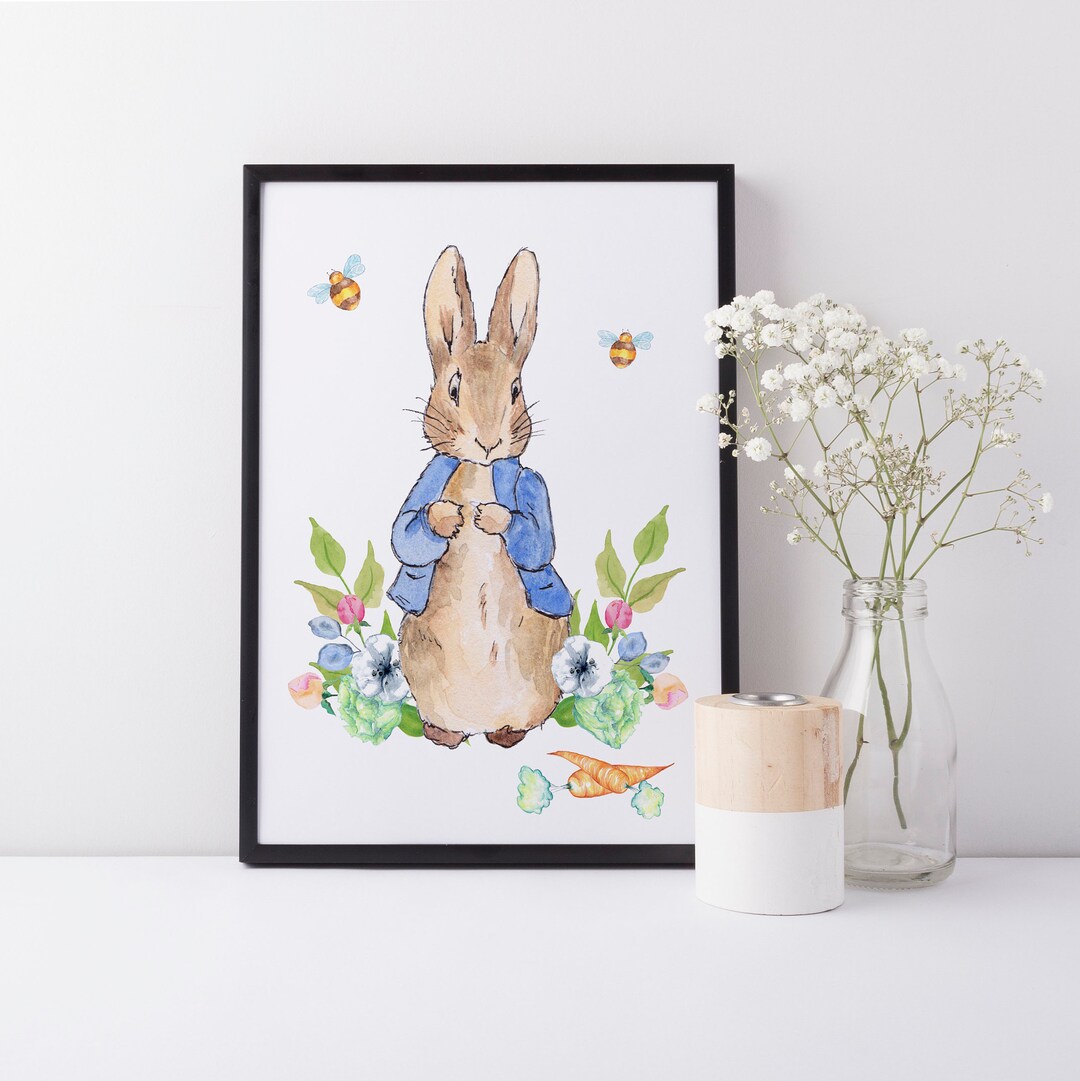Peter Rabbit Wall Nursery Print Blue Beatrix Potter Baby Boy - Etsy