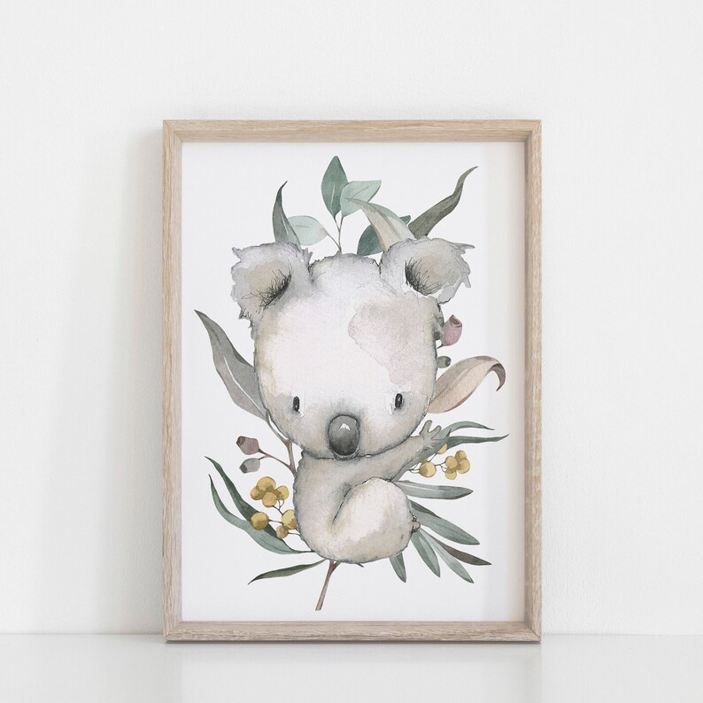 Koala Nursery Print, Australian Animal Print Baby Nursery Art Decor A3 ...