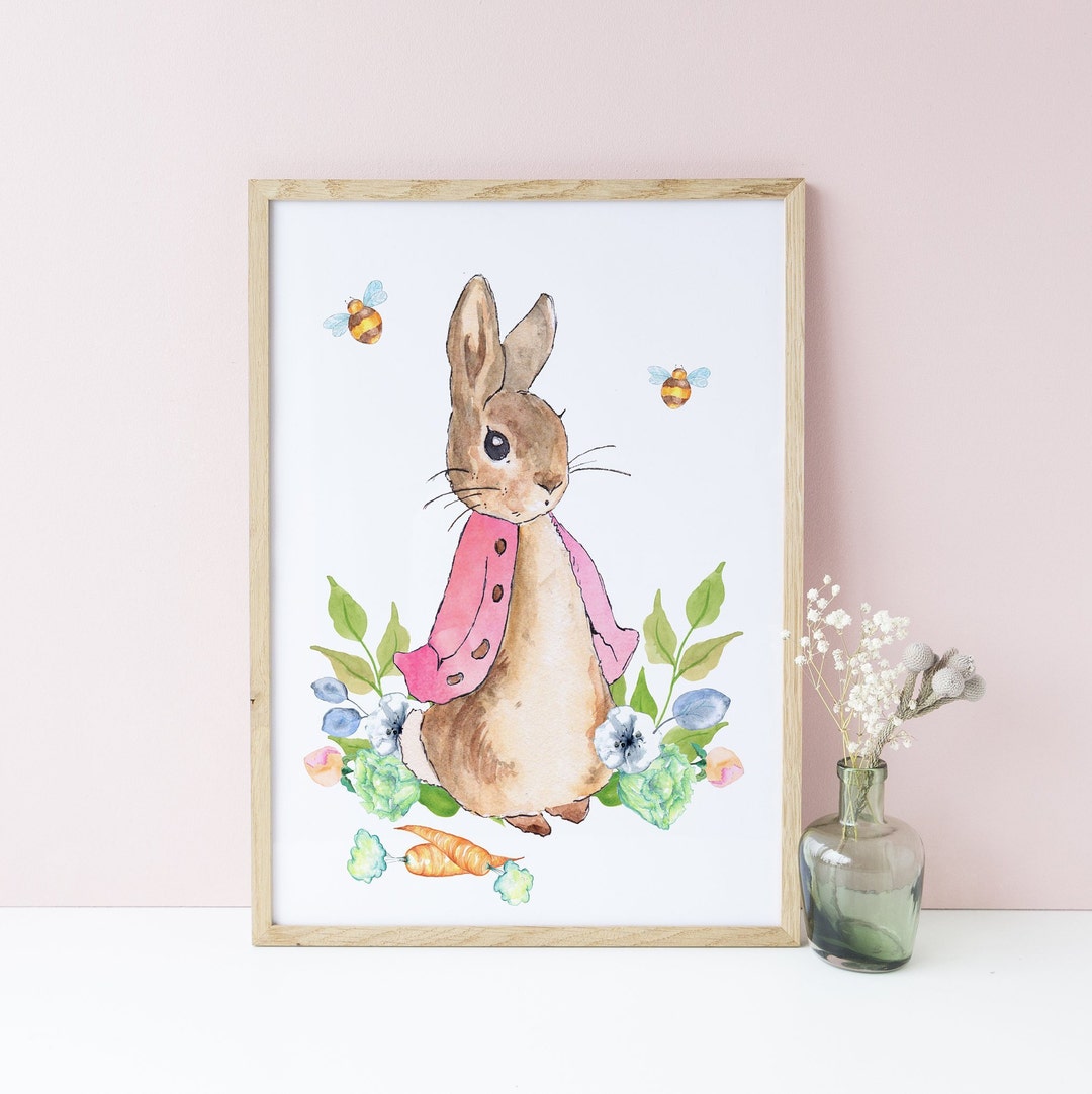 Peter Rabbit Wall Nursery Print I Pink Beatrix Potter Baby Girl Wall ...
