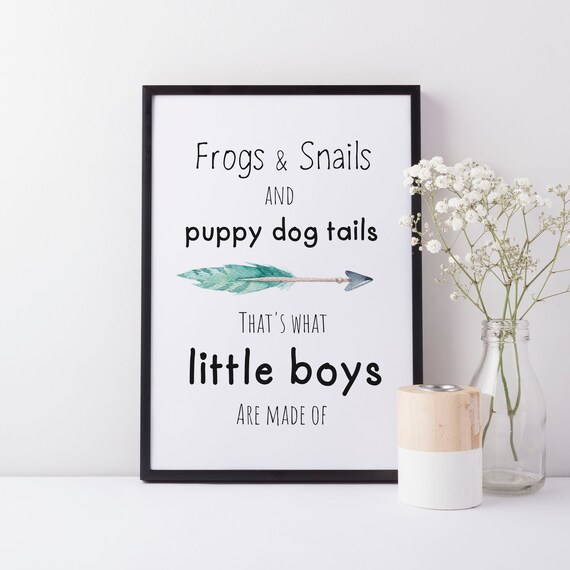 Frogs and Snails and Puppy Dog Tails Quote Little Boy Nursery Etsy