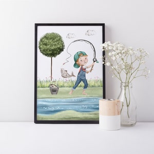 Boy Fishing Wall Art -  Australia