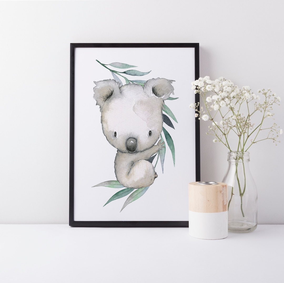 Koala Nursery Print, Australian Animal Print Baby Nursery Art Decor A3 ...