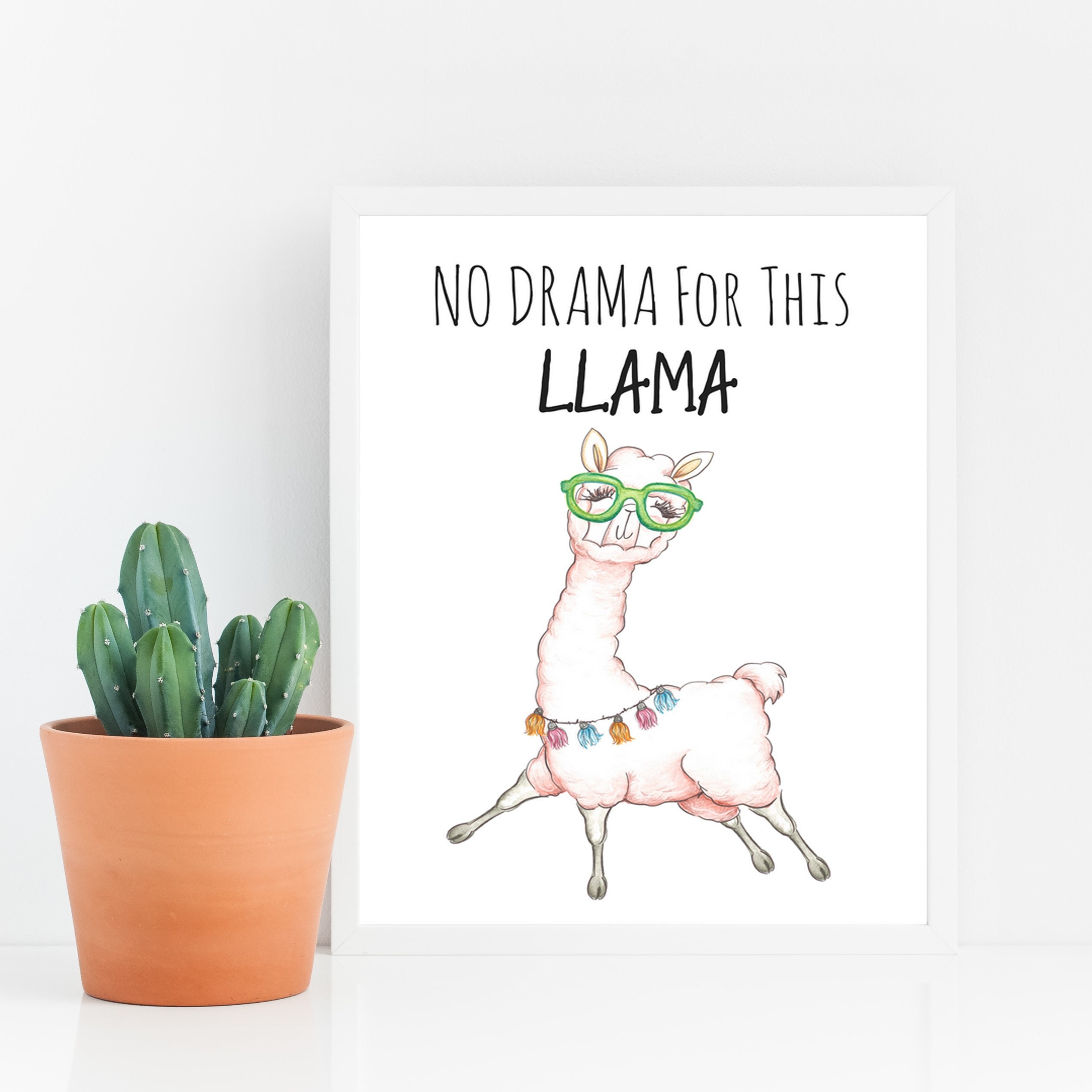 Llama Wall Art Decor 'No Drama For This Llama' Funny Etsy