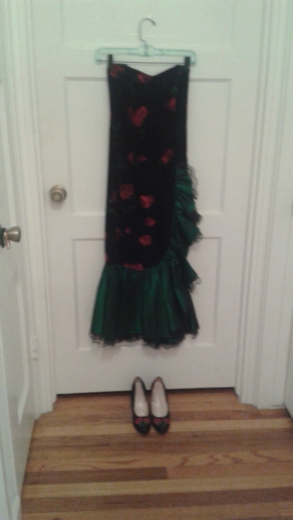 Velveteen Floral Flamenco Dress w/Matching Shoes