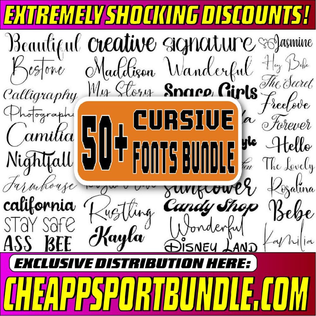 The Ultimate 50 Fonts Font Bundle, Cricut, Canva Font, Script Font ...