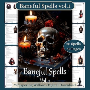 Baneful Magic Spells Vol 1, Dark Witchcraft, BOS Pages, Baby Witch, Book of Shadows Grimoire Pages, Dark Magic