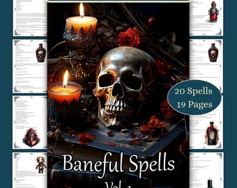Baneful Magic Spells Vol 1, Dark Witchcraft, BOS Pages, Baby Witch, Book of Shadows Grimoire Pages, Dark Magic