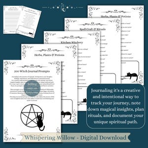 200 Witch Journal Prompts: Book of Shadows Grimoire Pages Inserts (PDF Download) image 3