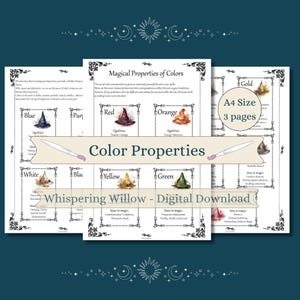 Propiedades mágicas de los colores: Páginas del Grimorio del Libro de las Sombras (Descarga digital en PDF)