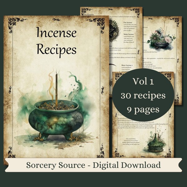 Incense Recipes Vol.1, Baby Witch Book of Shadows Pages, BOS Pages