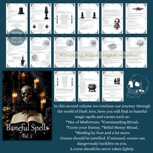 Baneful Magic Spells & Curses Vol.2, BOS Pages, Book of Shadows Grimoire Pages, Dark Magic image 3