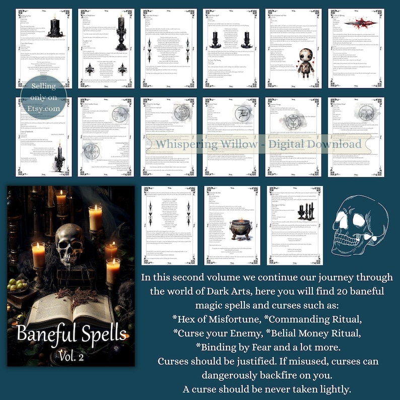 Baneful Magic Spells & Curses Vol.2, BOS Pages, Book of Shadows Grimoire Pages, Dark Magic image 3