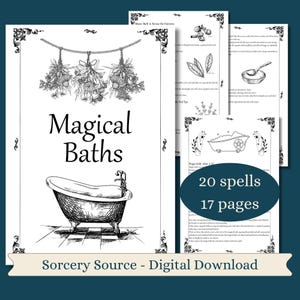 Magical Baths, Book Of Shadows Pages, BOS Pages, Witchcraft, Digital Book, Grimoire Printable, Baby Witch, Grimoire Pages, Spell Books
