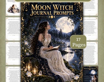 Moon Witch Journal Prompts: 200 Prompts, 50 Affirmations (PDF Download)