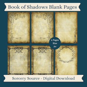 6 Blank Pages for your Book of Shadows Pages, Grimoire Pages, Witch Scrapbooking, Witch Junk Journal, Spell Pages