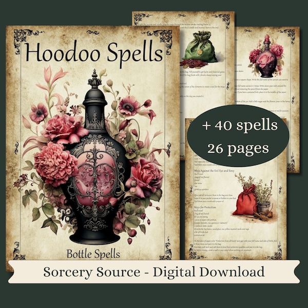 Hoodoo & Bottle Spells, BOS Pages, Witchcraft, Baby Witch Book of Shadows Grimoire Pages