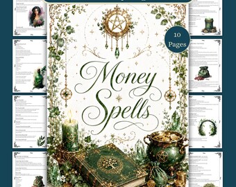 Geldspreuken: pagina's Grimoire Book of Shadows (digitale pdf-download)