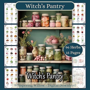 Witch's Pantry 96 Kitchen Herbs, Spices and Veggies, Kitchen Witchery BOS Grimoire Pages