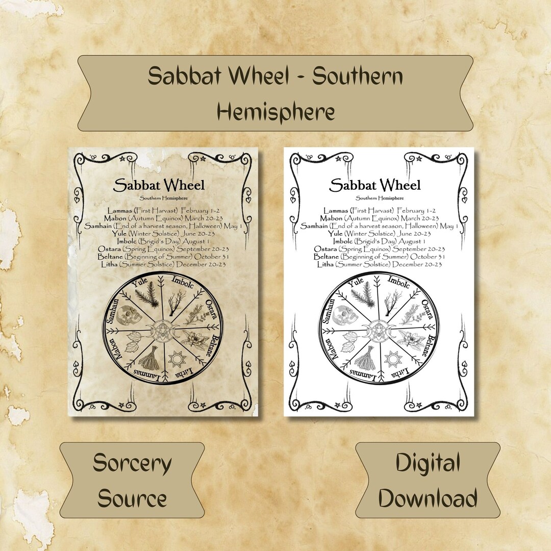 Wheel of the Year Southern Hemisphere Pagan Calendar Sabbat Etsy
