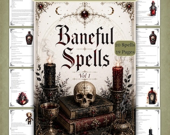 Baneful Magic Spells Vol 1, Dark Witchcraft Grimoire Pages, BOS, Baby Witchcraft (Digital Download)