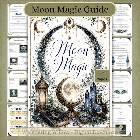 Moon Magic Book of Shadows Pages, Witch Grimoire (Digital Download)