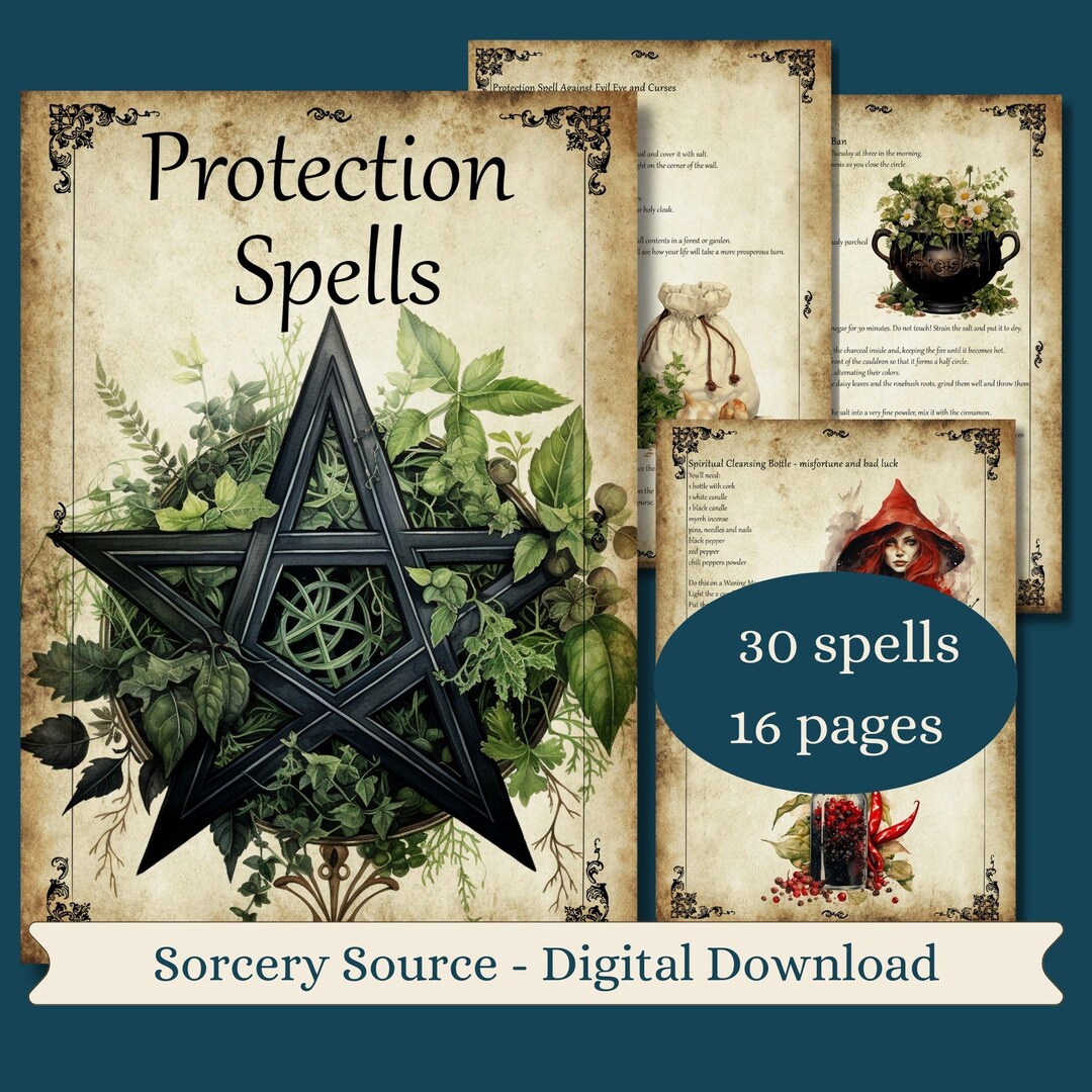 Protection & Defense Spells Book of Shadows Grimoire Pages, BOS ...