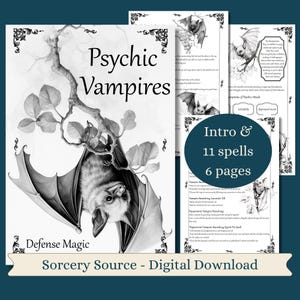 Psychic Vampires, Defense Magic, Digital Book, Baby Witch, BOS Pages, Book of Shadows, Wicca, Witchcraft, Grimoire Pages, Spell Books, Witch