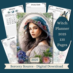 2025 Witch Planner, Monthly, Weekly, Daily Planner, Lunar Calendar & Sabbats, Printable