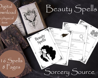 Beauty Spells, Digital Book, BOS Pages, Spell Books, Grimoire Printable, Book of Shadows Pages, Baby Witch, Grimoire Pages, Witchcraft