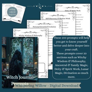 200 Witch Journal Prompts: Book of Shadows Grimoire Pages Inserts (PDF Download) image 2