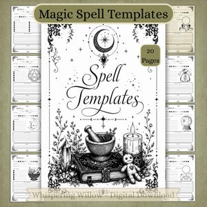 Spells Worksheets: Book of Shadows Grimoire Blank Pages Inserts (A4 PDF Download)