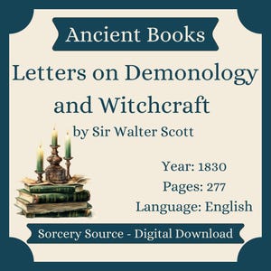 Letters on Demonology and Witchcraft by Sir Walter Scott, Witchcraft, Witch, Baby Witch, Demonology, Digital Book, Ancient Books
