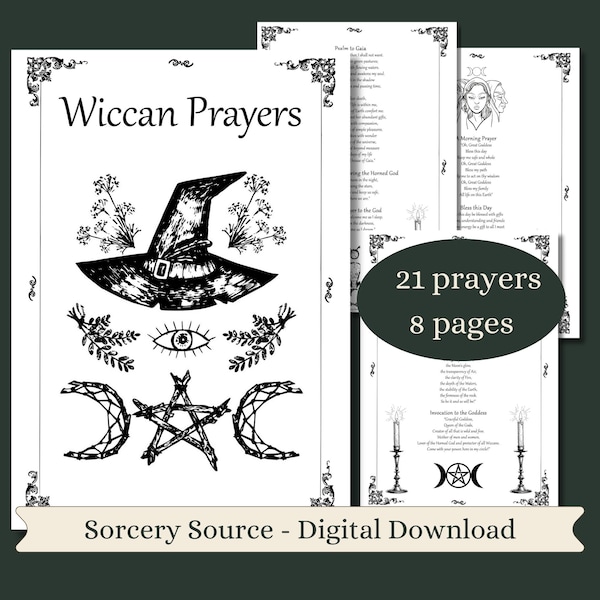 Wiccan Prayers, Wicca for Beginners, Baby Witch, Digital Book, Wicca, Grimoire Pages, Book of Shadows, Witch Journal, Spell Books, BOS Pages