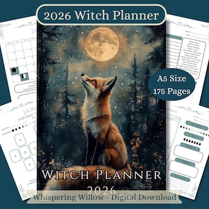 2026 Witch Forest Planner: Monthly, Daily Planner, Lunar Calendar, Sabbats (A5 Size PDF Download)