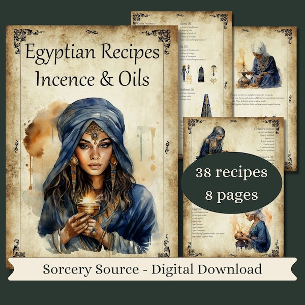 Egyptian Incense and Oils Recipes, Book of Shadows Grimoire Pages, BOS Pages, Witchcraft, Baby Witch Pages, Wiccan Witch