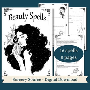 Beauty Spells, Digital Book, BOS Pages, Spell Books, Grimoire Printable, Book of Shadows Pages, Baby Witch, Grimoire Pages, Witchcraft