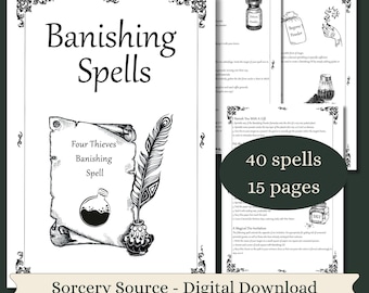 Banishing Spells, Digital Book, Book of Shadows, Grimoire Pages, BOS Pages, Baby Witch, Witchcraft, Book of Shadows Pages, Spell Books