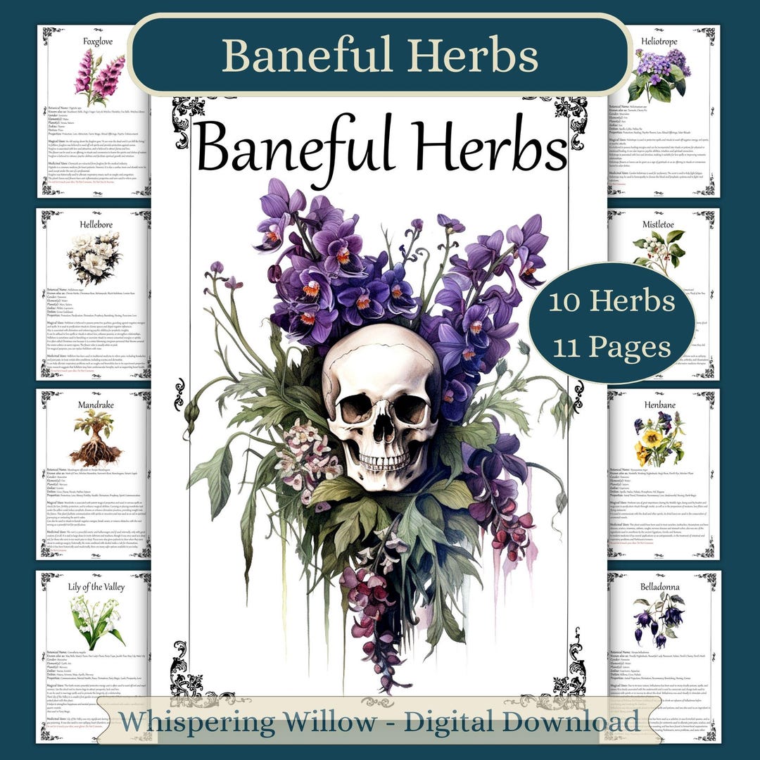 Baneful Herbs Digital Download, 10 Herb Pages, Witchcraft Grimoire ...