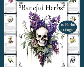 Baneful Herbs Digital Download, 10 Herb Pages, Witchcraft Grimoire Pages