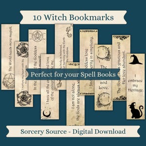 10 Witch Bookmarks for Spell Books, Book of Shadows & Grimoire, BOS Pages, Witchy Gifts