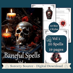 Baneful Magic Spells Vol 1, Dark Witchcraft, BOS Pages, Baby Witch, Book of Shadows Grimoire Pages, Dark Magic