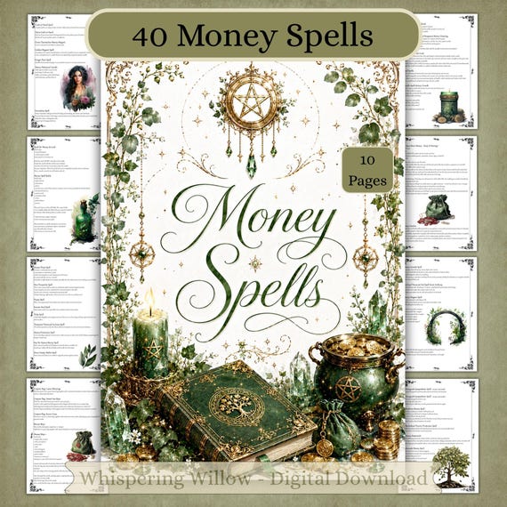 Money Spells: Grimoire Book of Shadows Pages (PDF Digital Download)