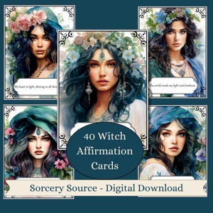 40 tarjetas de afirmaciones de brujas, afirmaciones positivas para brujas, tarjetas imprimibles de atención plena para brujas