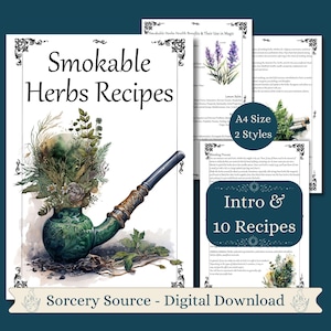 Recetas de hierbas fumables para hechizos, hierbas en brujería, grimorios herbales y el Libro de las Sombras