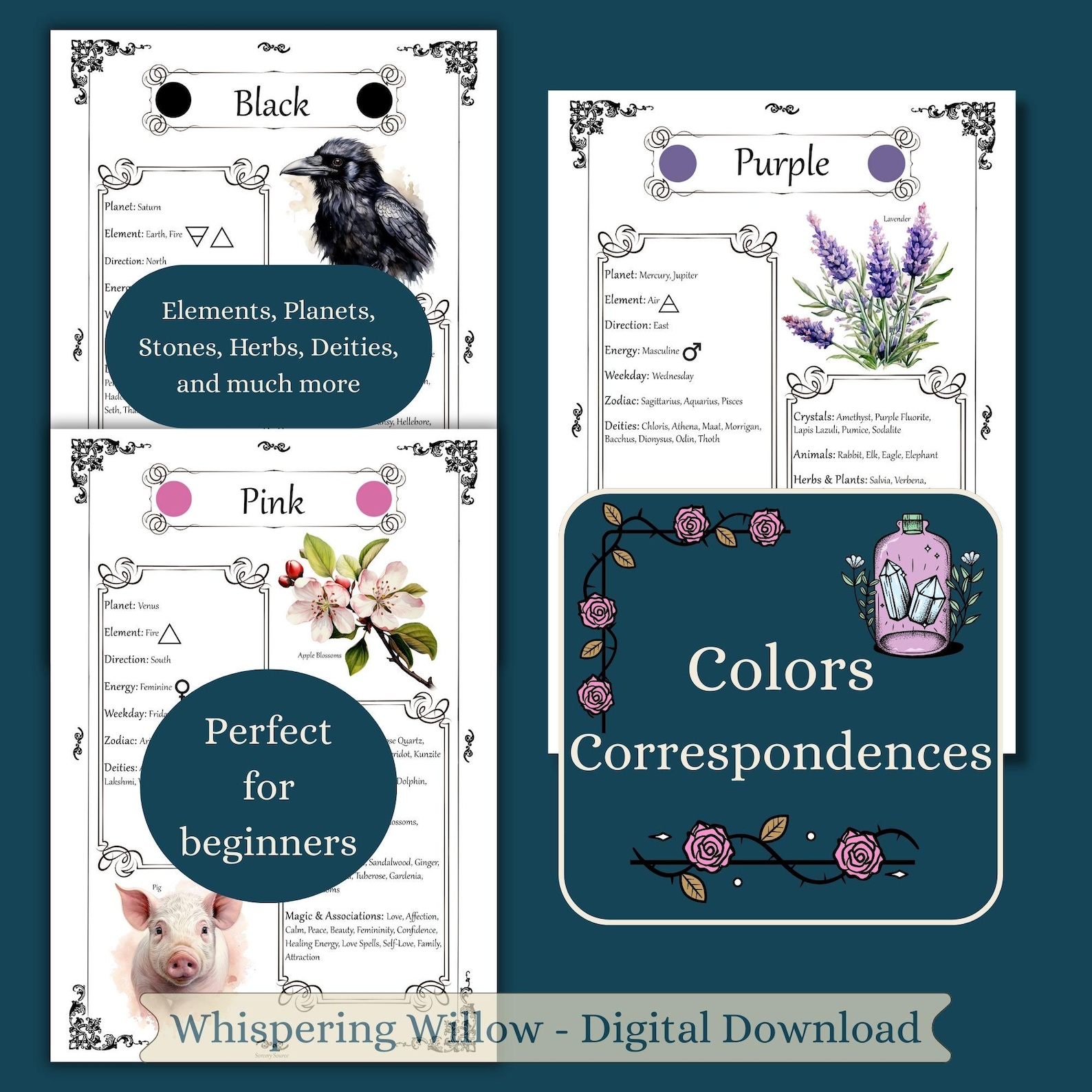 Color Correspondences, Colors in Magic, Book of Shadows Grimoire Pages ...