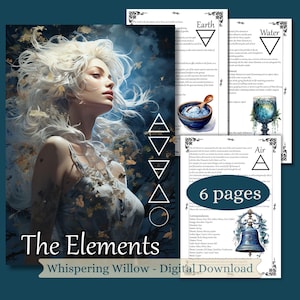 The Five Elements Intro For your Book of Shadows, Grimoire Pages for Baby Witches, BOS Pages, Witch Printable, Grimoire Pages, Wicca