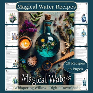Magical Waters Recipes: Book of Shadows Grimoire Pages (PDF Digital Download)
